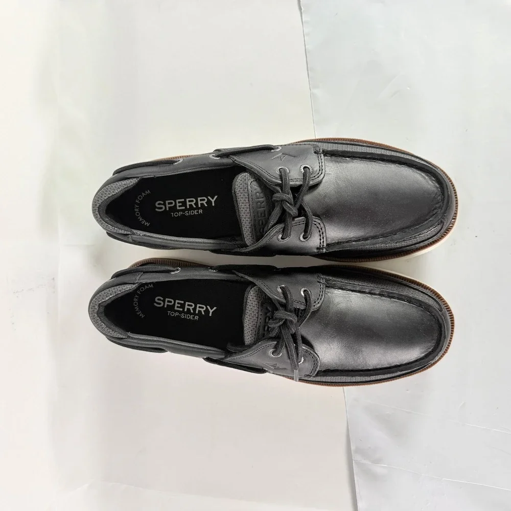 Sperry Surveyor 2-Eye Black Men Boat Shoe Size 9 New‎
